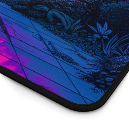 Pixel Art Deskmat Cyber Retro Mousepad Vaporwave Sunset, XL Track Pad 80S 90S Synthwave, 8 Bit Desk Mat Retrowave Anime Mouse Pad Vaporwave